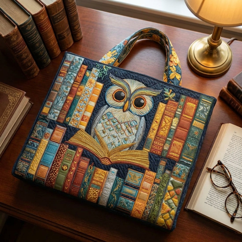 Bolso Artesanal - Búho y Libros Vintage