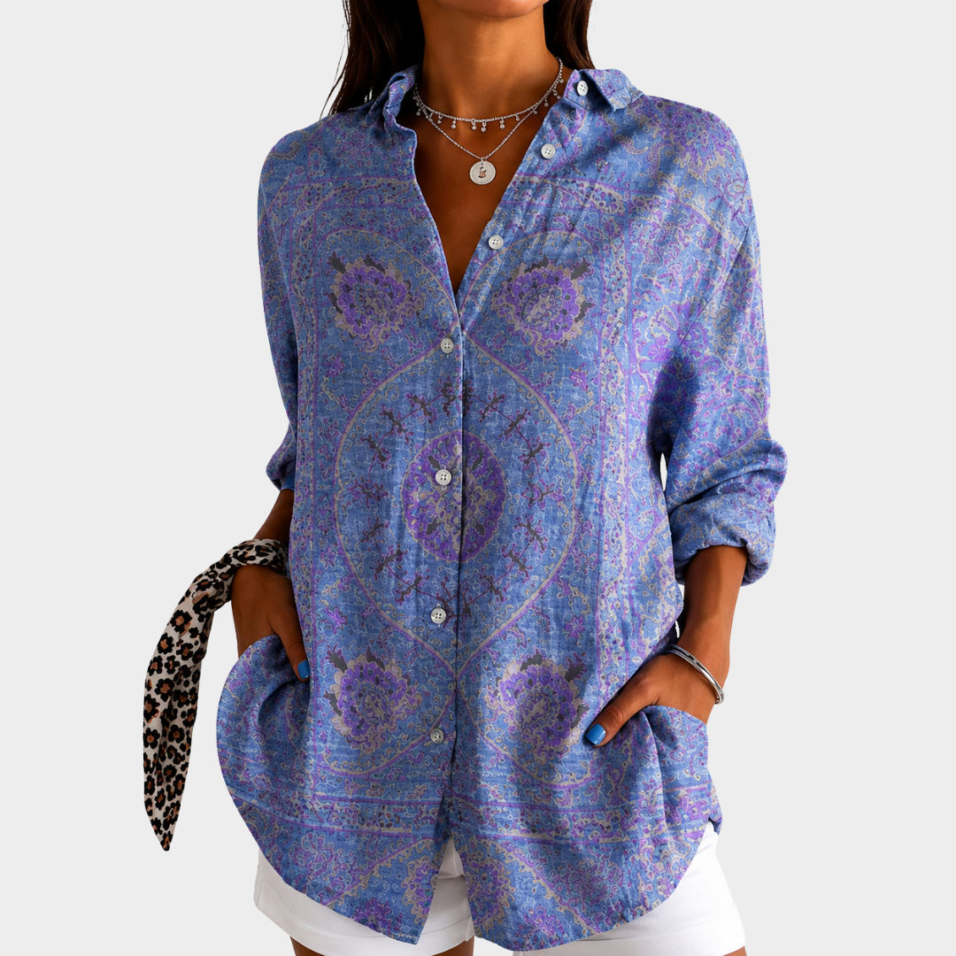 Thérèse | Blusa Mosaico Lavanda Elegante