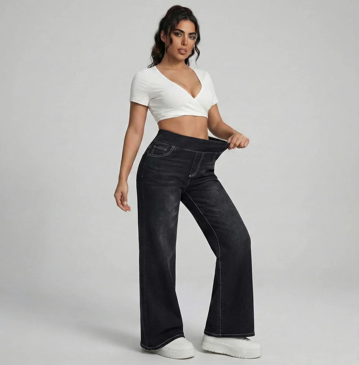 Pantalones anchos con control de abdomen