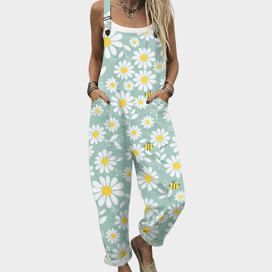Overol Estampado Celeste Floreado