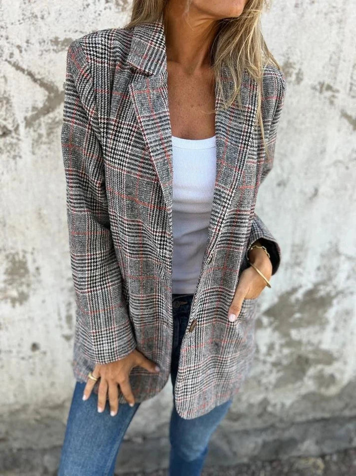 Fernanda | Blazer Casual a Cuadros con Solapa