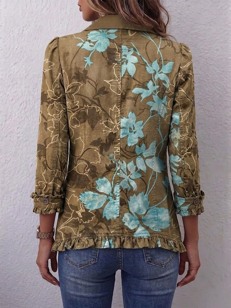 Blanche | Chaqueta Bohemia Floral Vintage con Volados