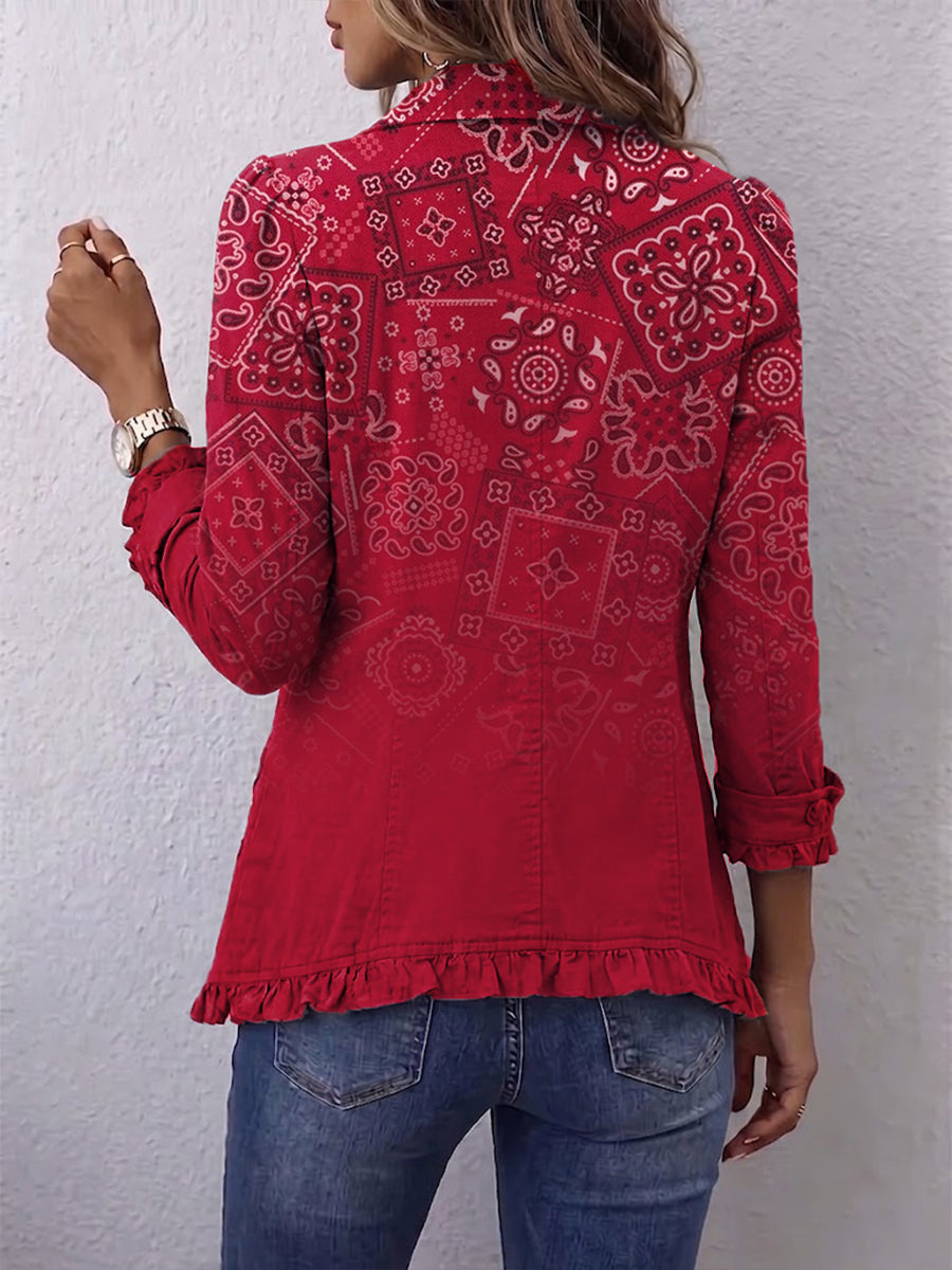 Gaëlle | Chaqueta Bohemia Paisley Degradado Rojo