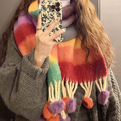 Bufanda Cálida Con Rayas Coloridas
