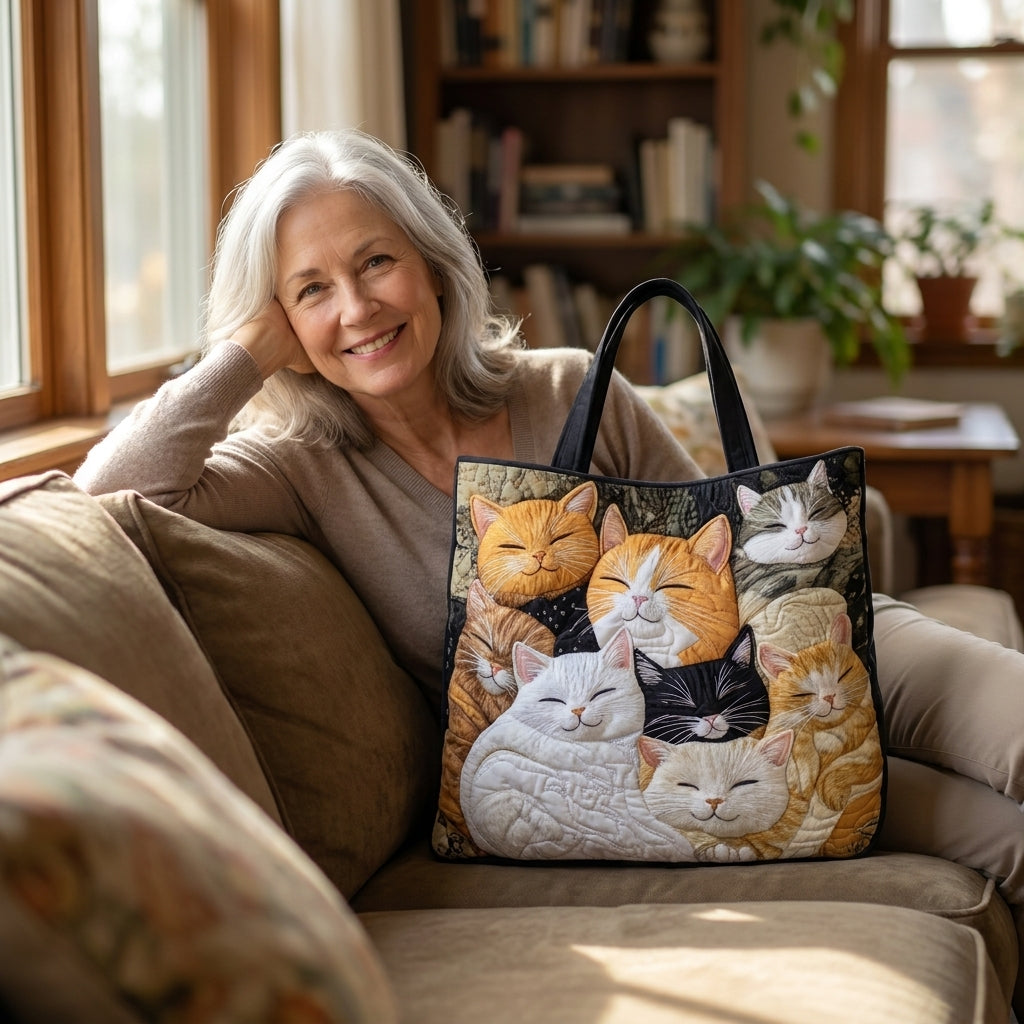 Bolso Artesanal Acolchado - Gatitos Dormidos