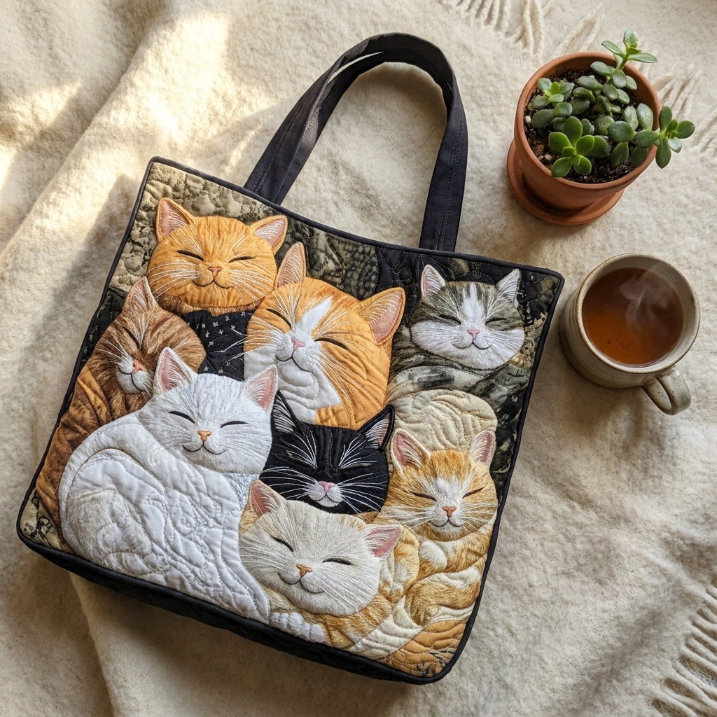 Bolso Artesanal Acolchado - Gatitos Dormidos