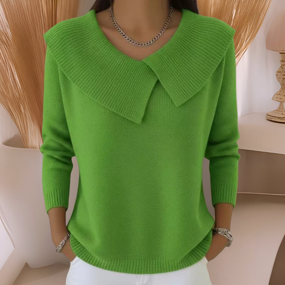 Jennifer Sweater Tejido con Cuello Suave - Verde Claro