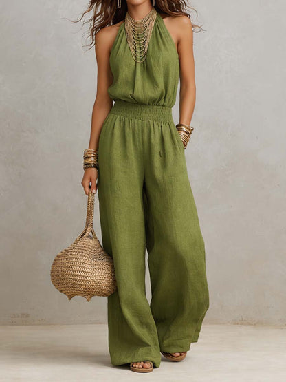 VALERIA | Jumpsuit de Cuello Halter y Pierna Ancha
