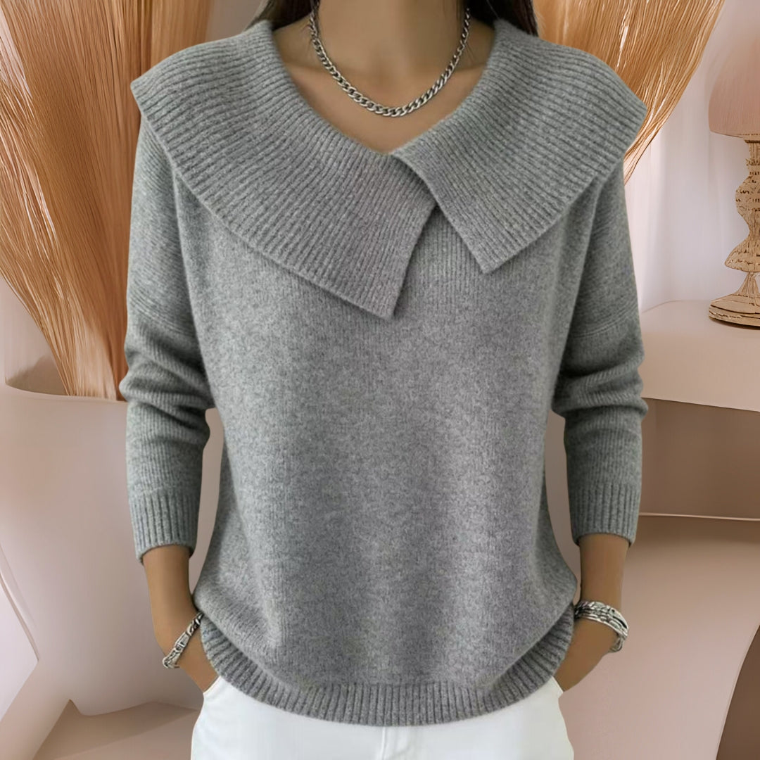 Jennifer Sweater Tejido con Cuello Suave - Gris