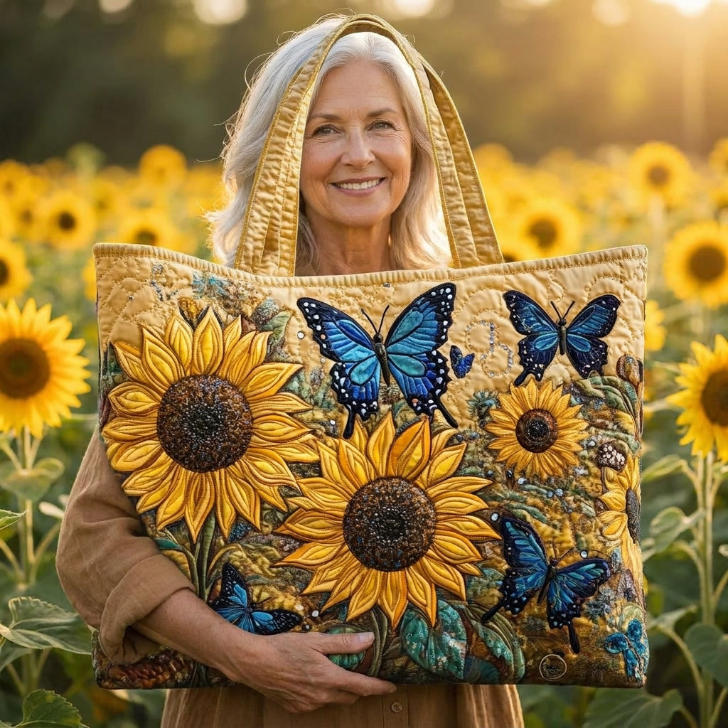 Bolso Artesanal - Girasoles y Mariposas Azules