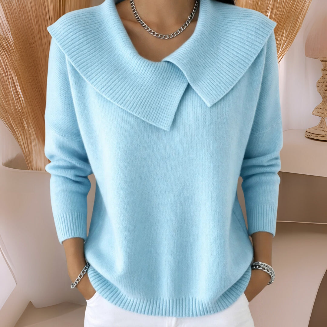 Jennifer Sweater Tejido con Cuello Suave - Celeste