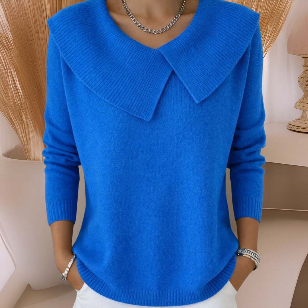 Jennifer Sweater Tejido con Cuello Suave - Azul