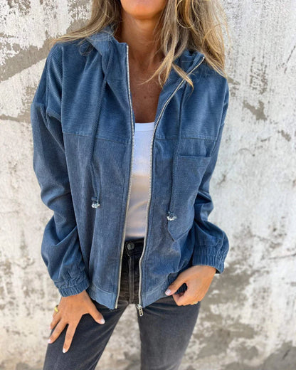 Chaqueta de pana | Cómoda chaqueta con cremallera para uso diario