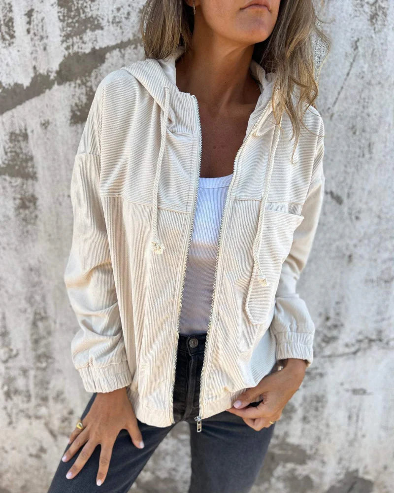 Chaqueta de pana | Cómoda chaqueta con cremallera para uso diario