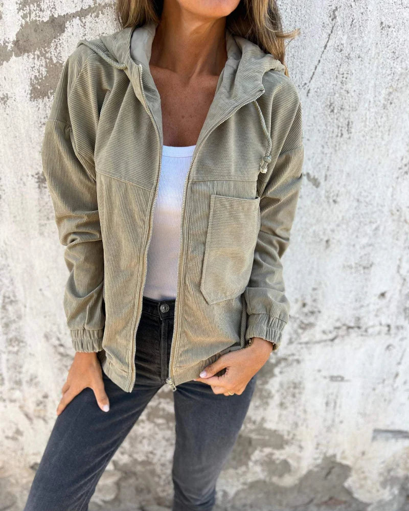 Chaqueta de pana | Cómoda chaqueta con cremallera para uso diario