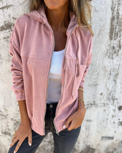 Chaqueta de pana | Cómoda chaqueta con cremallera para uso diario