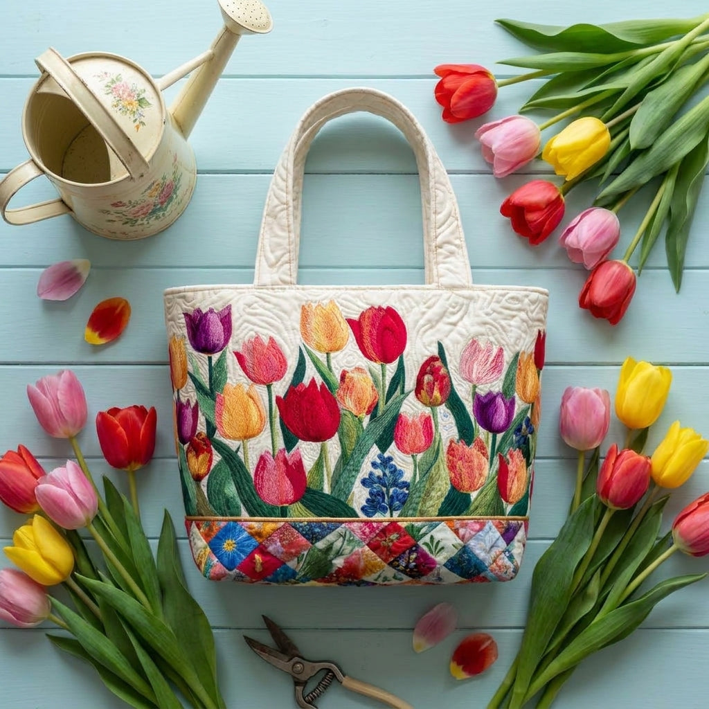 Bolso Acolchado - Jardín de Tulipanes