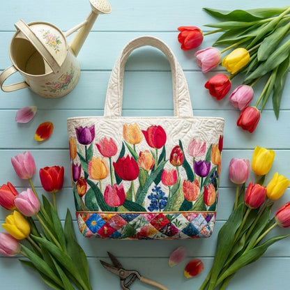 Bolso Acolchado - Jardín de Tulipanes