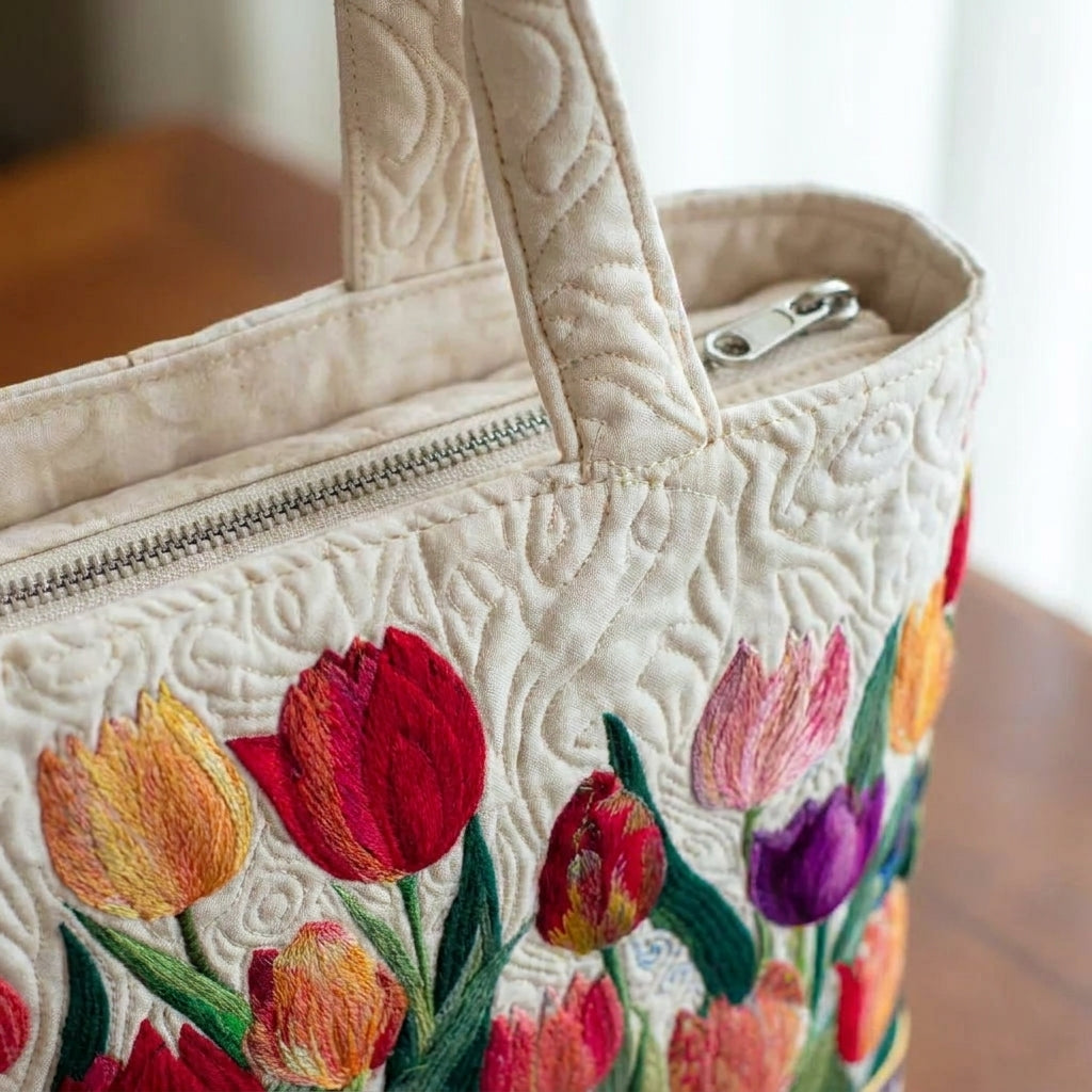 Bolso Acolchado - Jardín de Tulipanes