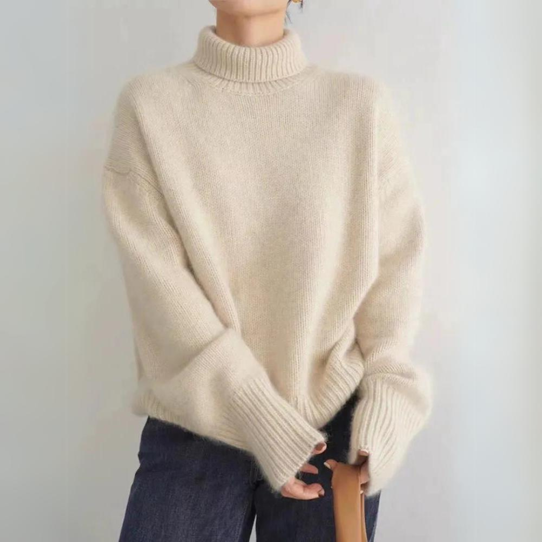 Alison Sweater Tejido de Cuello Alto - Beige