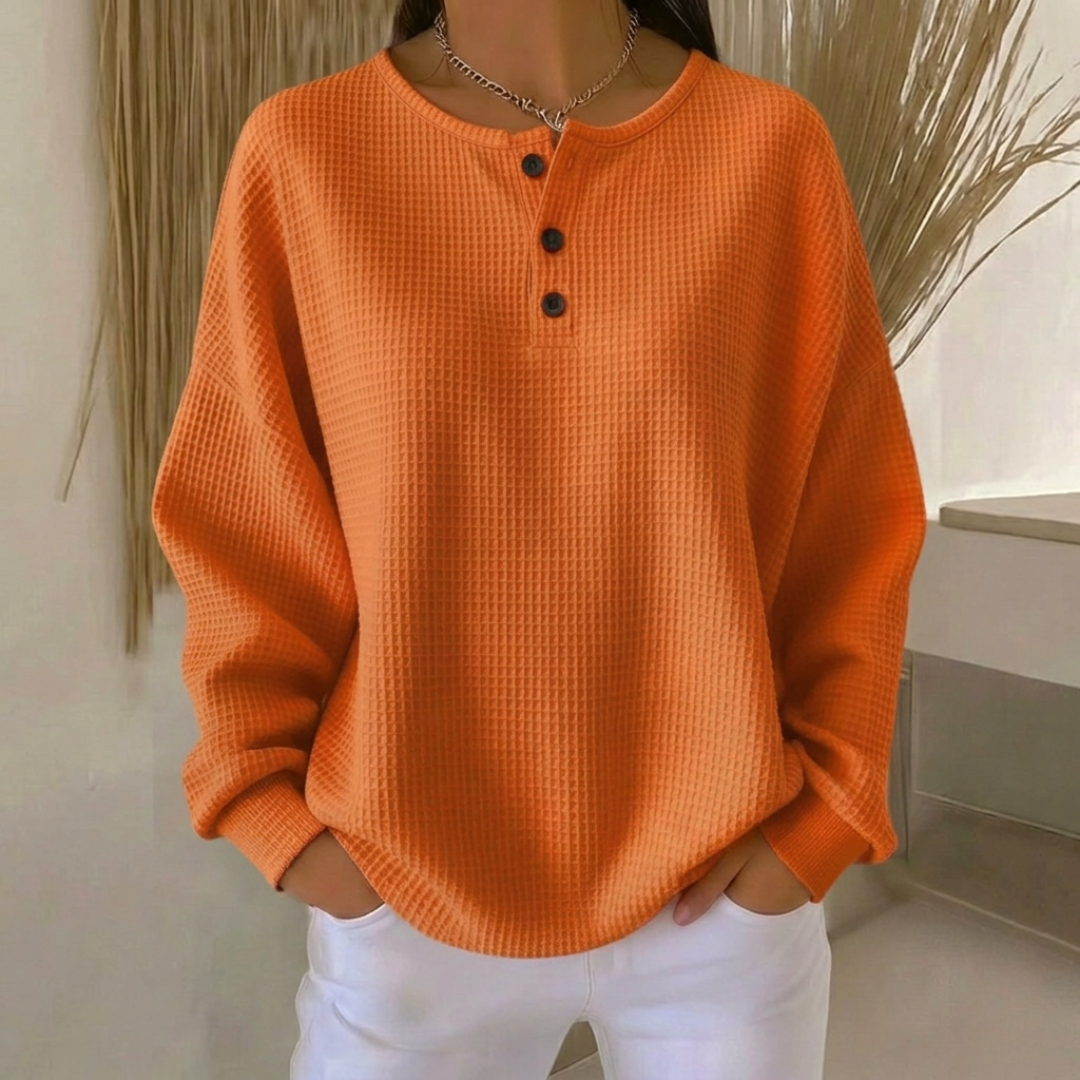 Aurelie Henley Tejido Waffle - Naranja