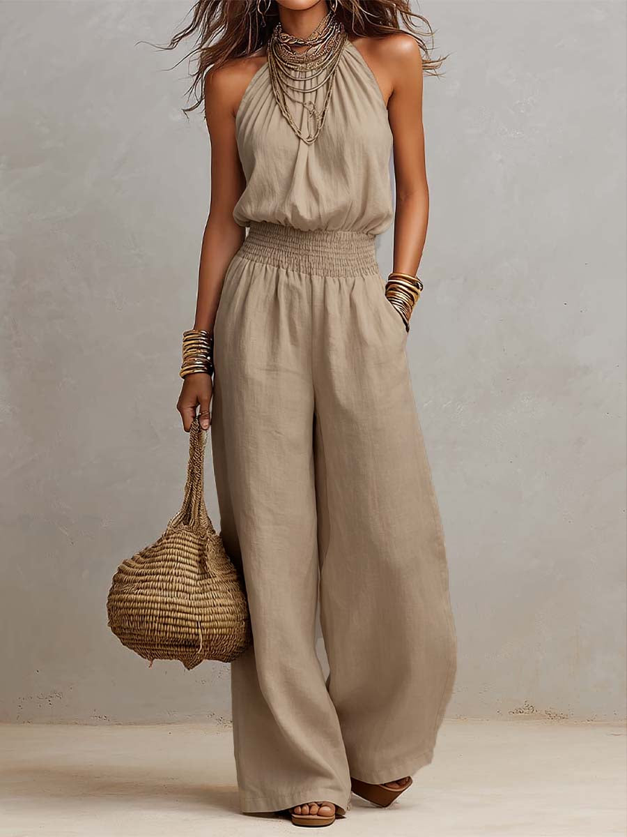 VALERIA | Jumpsuit de Cuello Halter y Pierna Ancha