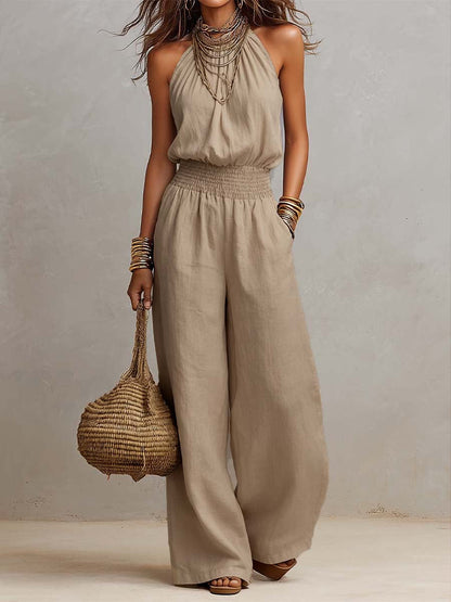 VALERIA | Jumpsuit de Cuello Halter y Pierna Ancha