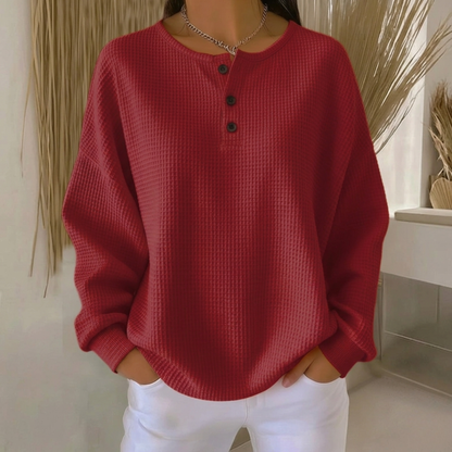 Aurelie Henley Tejido Waffle - Rojo