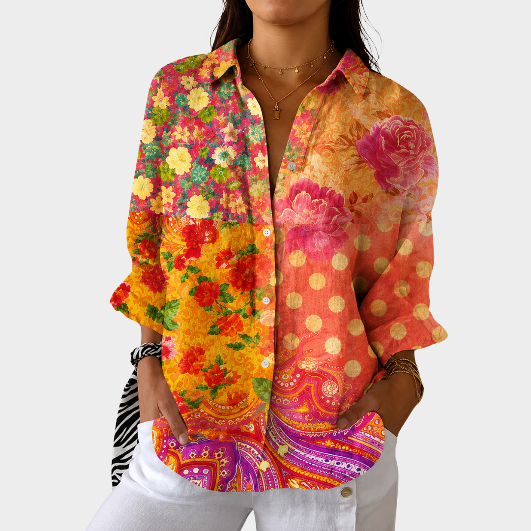 Elise | Blusa Estampada Colorida Vaporosa