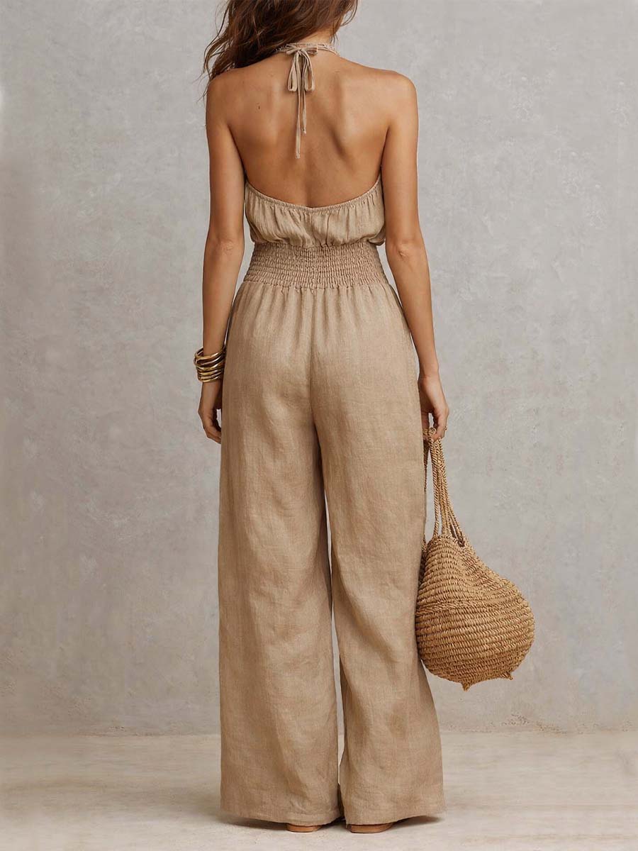 VALERIA | Jumpsuit de Cuello Halter y Pierna Ancha