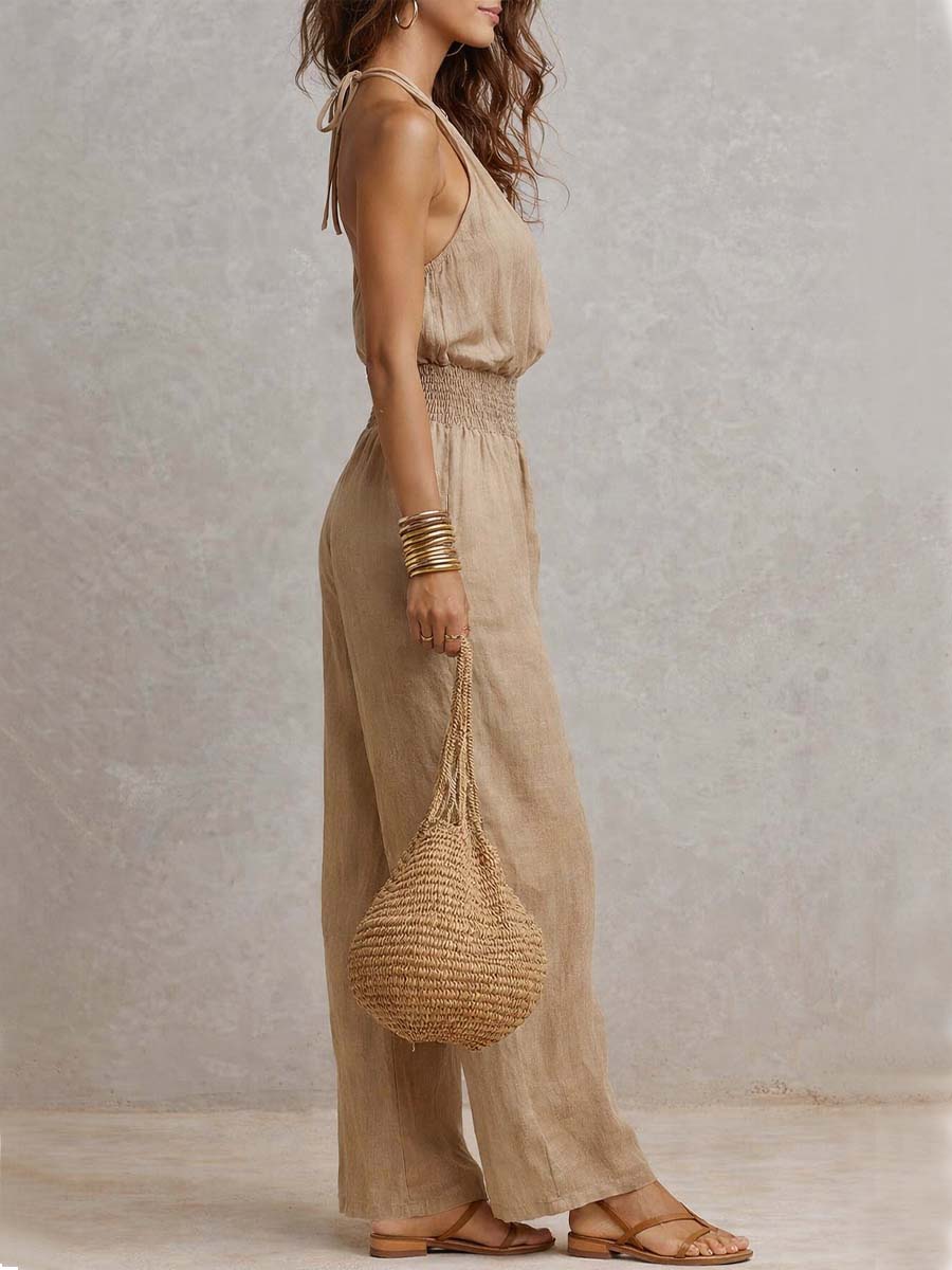 VALERIA | Jumpsuit de Cuello Halter y Pierna Ancha