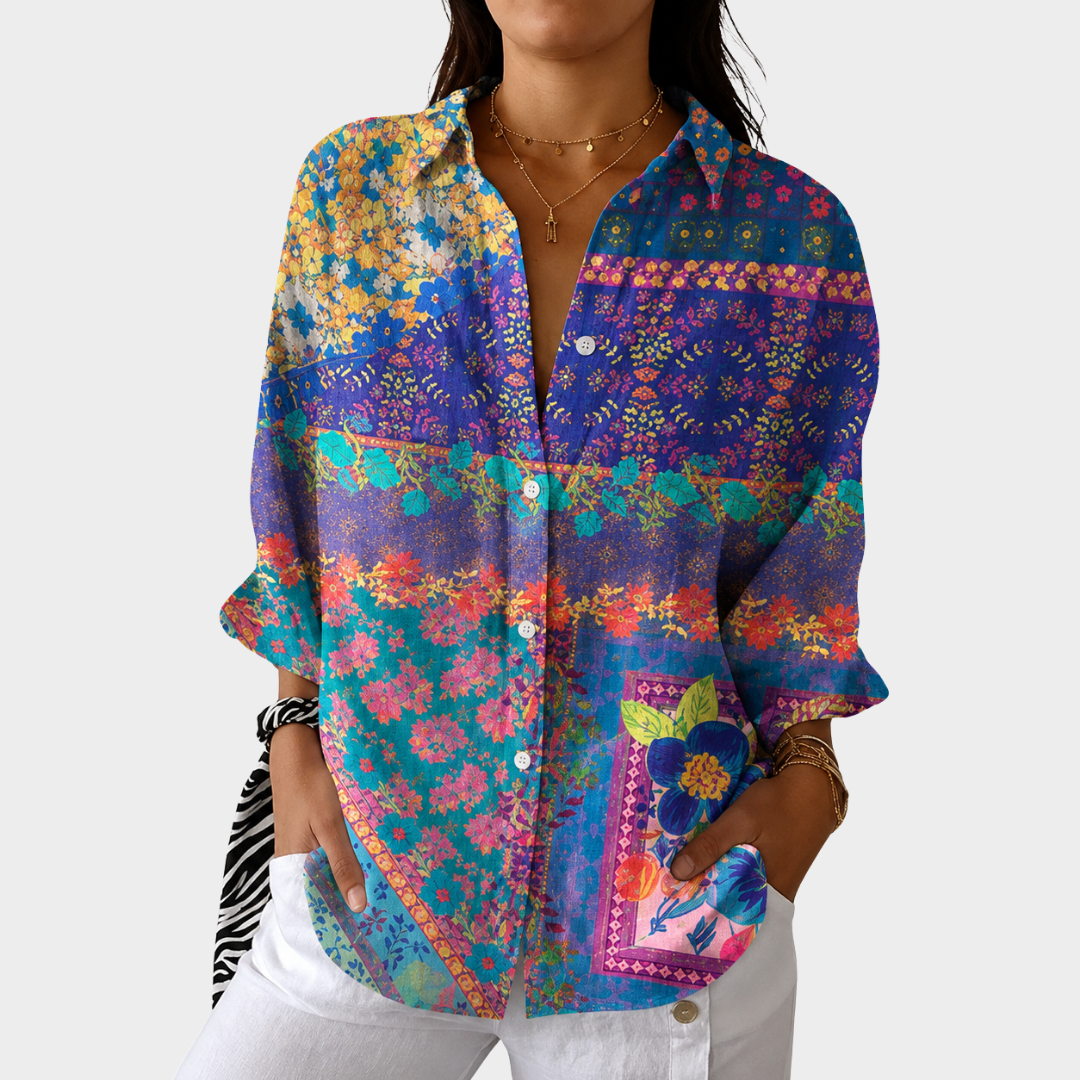Michèle | Blusa Estampada Colorida Vaporosa