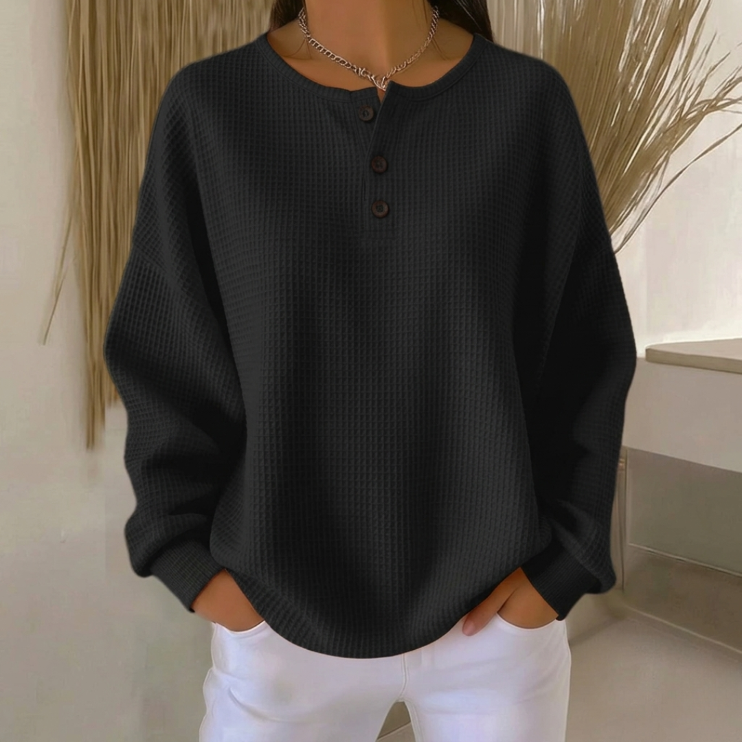 Aurelie Henley Tejido Waffle - Negro