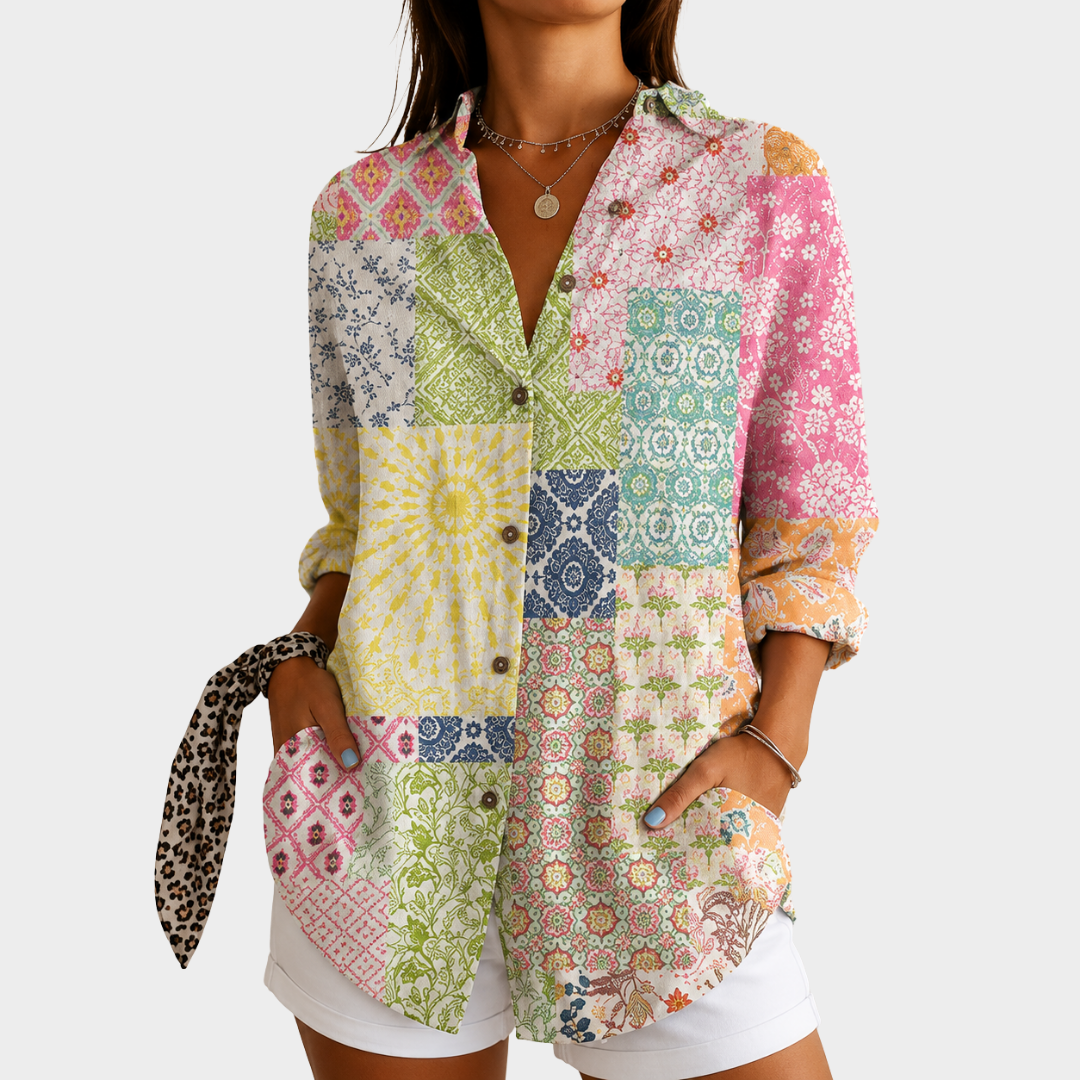 Jeannette | Blusa Patchwork Jardín Soleado
