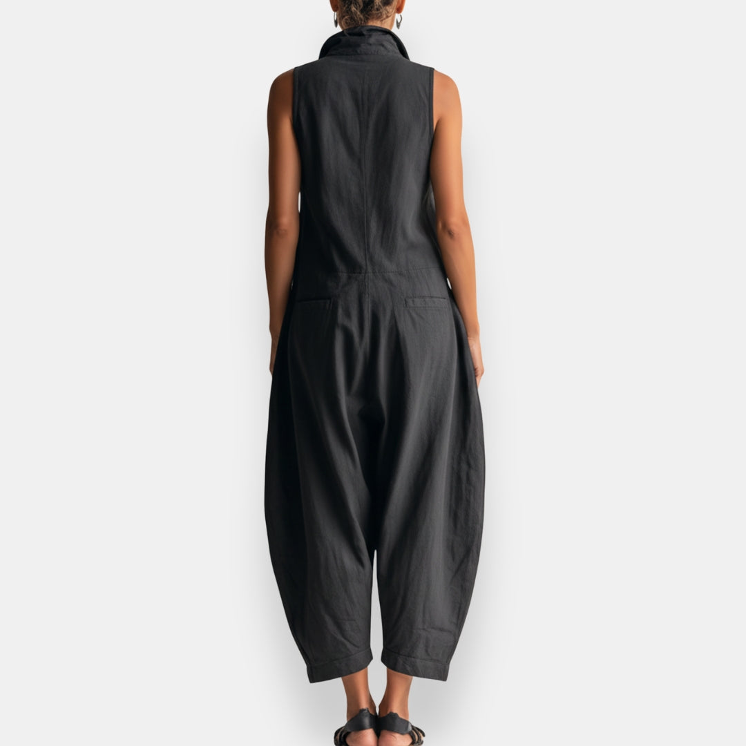RYKER | Jumpsuit Cargo Sin Mangas con Cuello y Bolsillos de Solapa