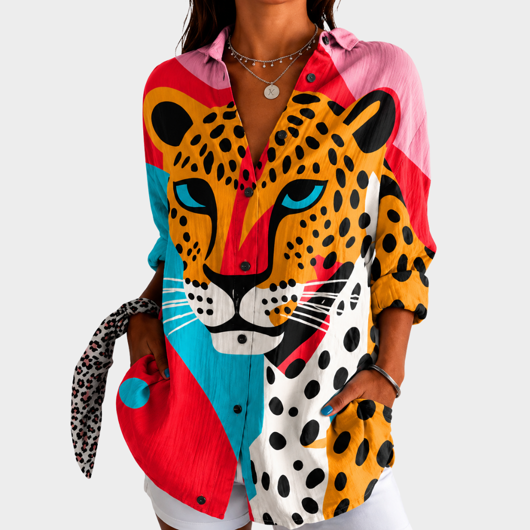 Corinne | Blusa Atrevida Estampado de Leopardo