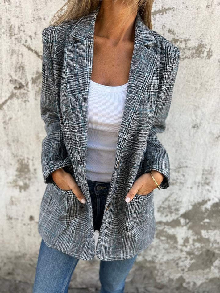 Fernanda | Blazer Casual a Cuadros con Solapa