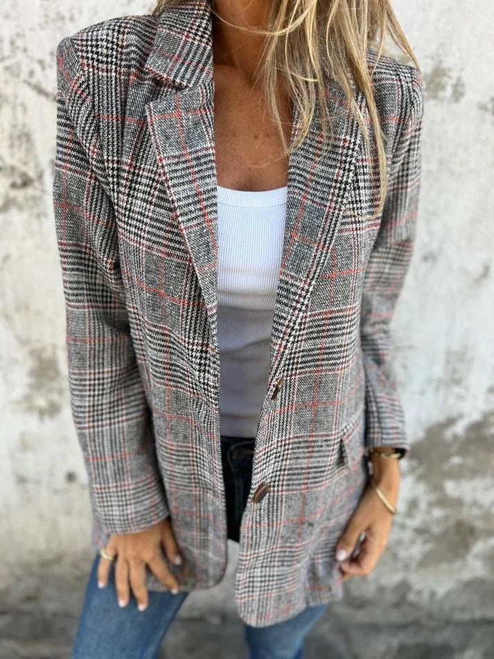 Fernanda | Blazer Casual a Cuadros con Solapa