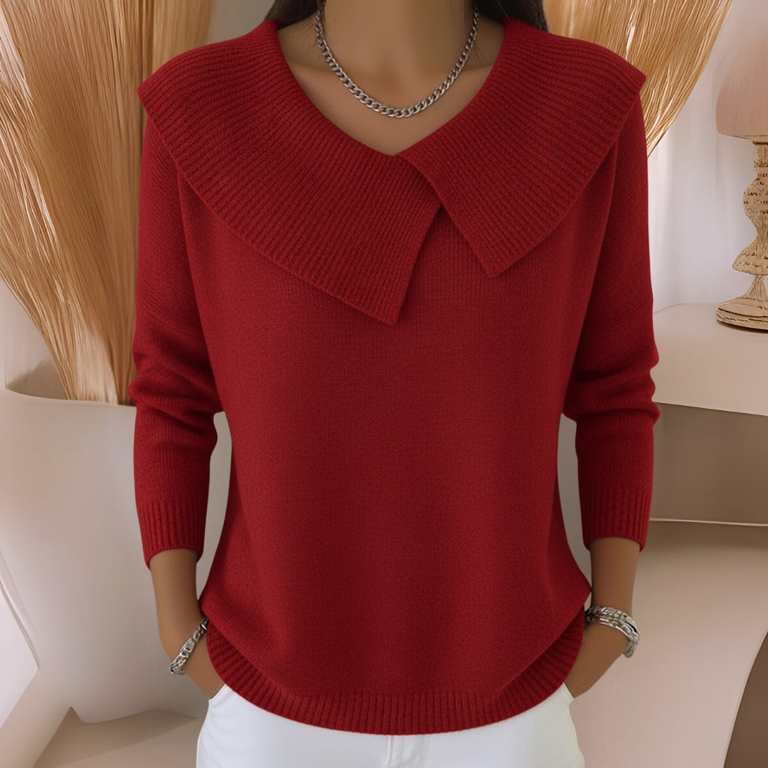 Jennifer Sweater Tejido con Cuello Suave - Rojo