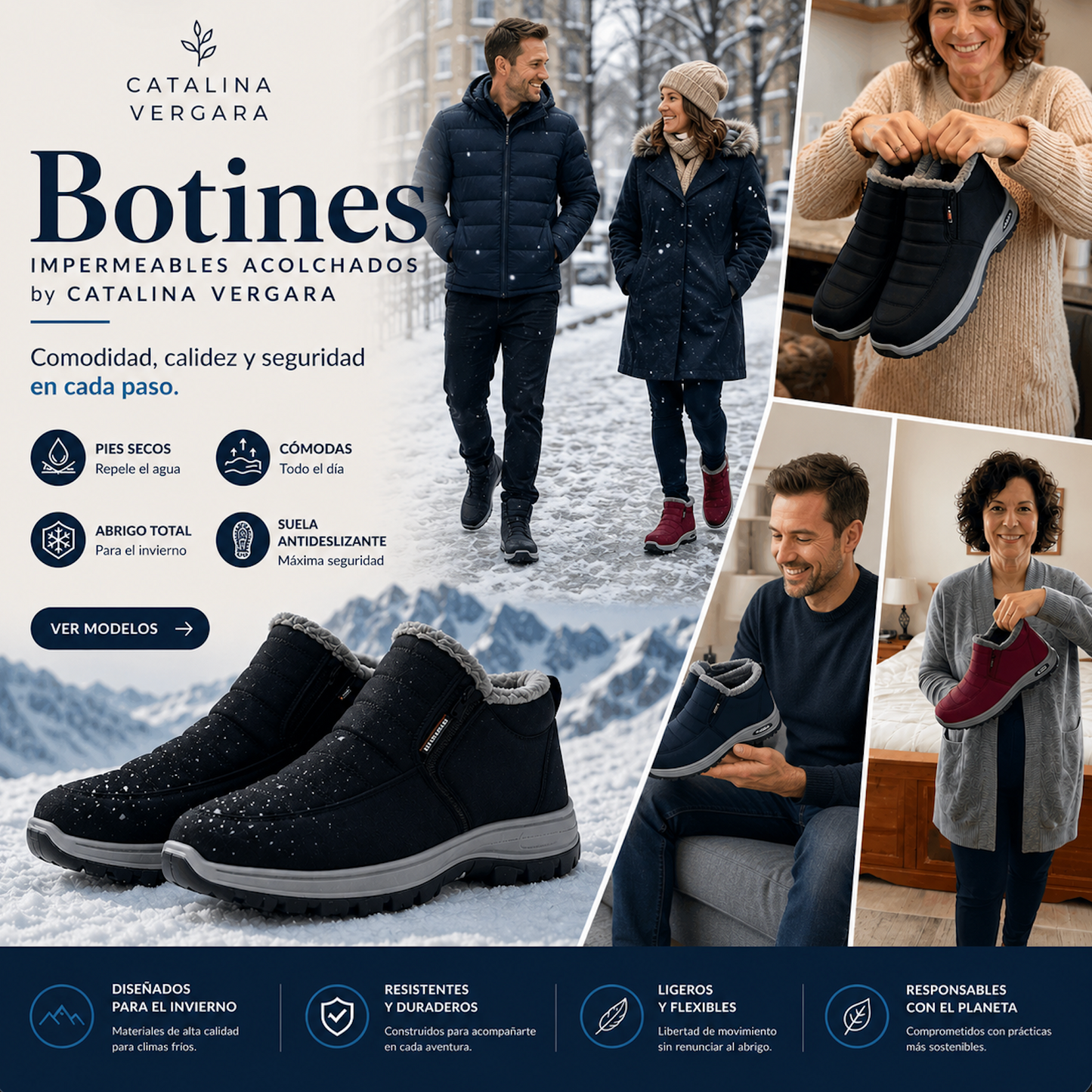 MIMOS -Botines Impermeables Acolchados