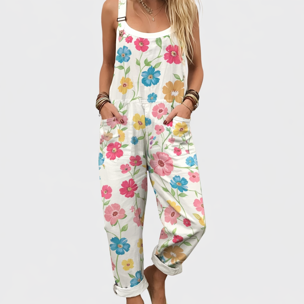Overol Estampado Blanco Floreado