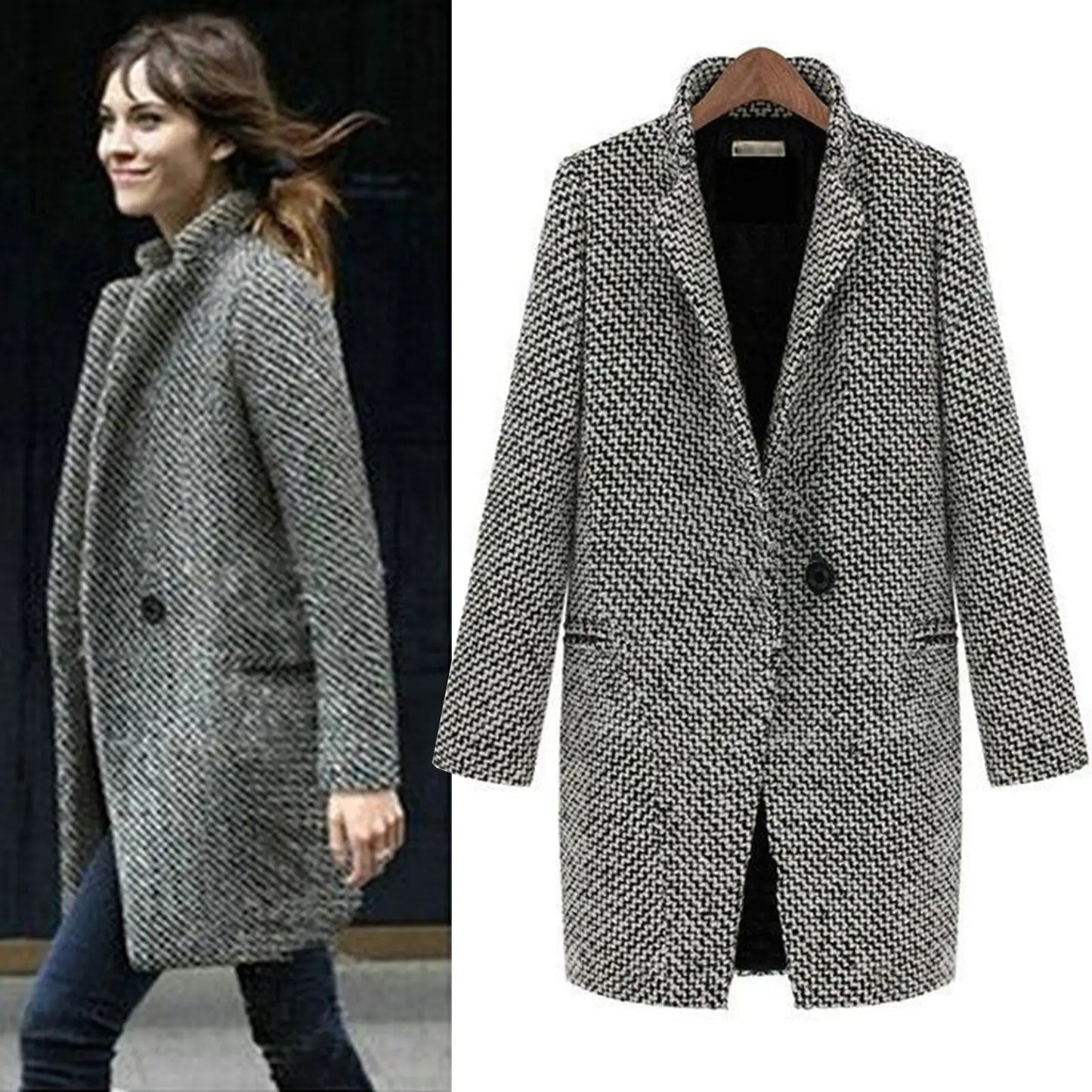 Chaqueta larga midi