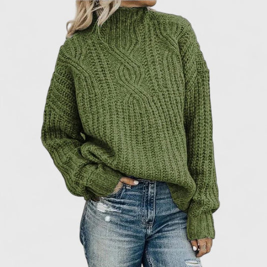 Mila Sweater Tejido Trenzado Clásico - Verde