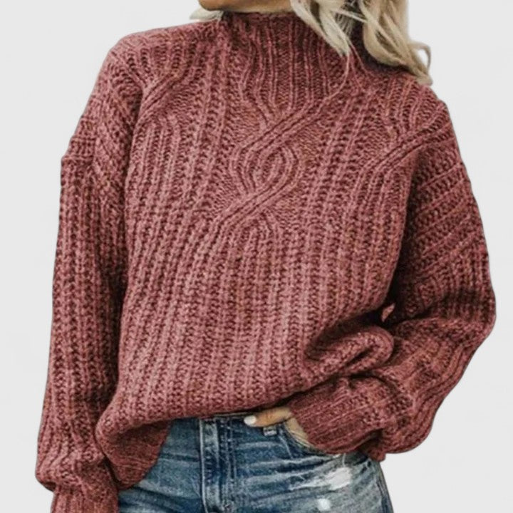 Mila Sweater Tejido Trenzado Clásico - Rosa