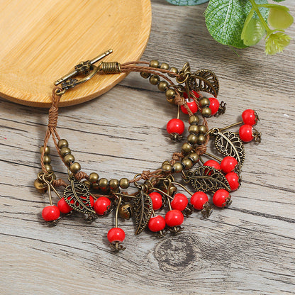 Pulsera Vintage Étnica Cereza