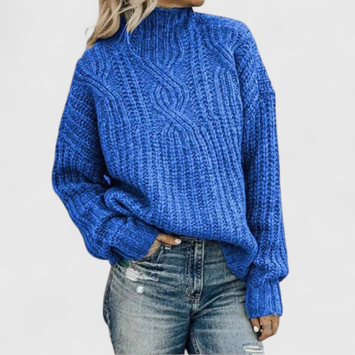 Mila Sweater Tejido Trenzado Clásico - Azul