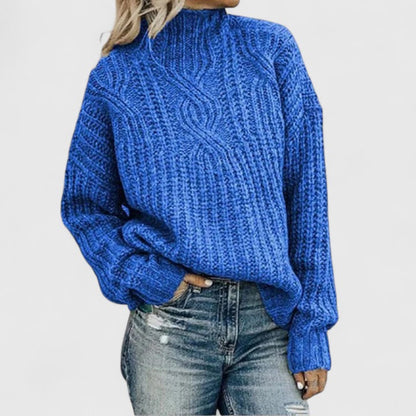 Mila Sweater Tejido Trenzado Clásico - Azul