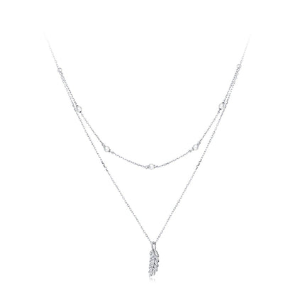 Collar de cadena de doble capa con colgante de espiga