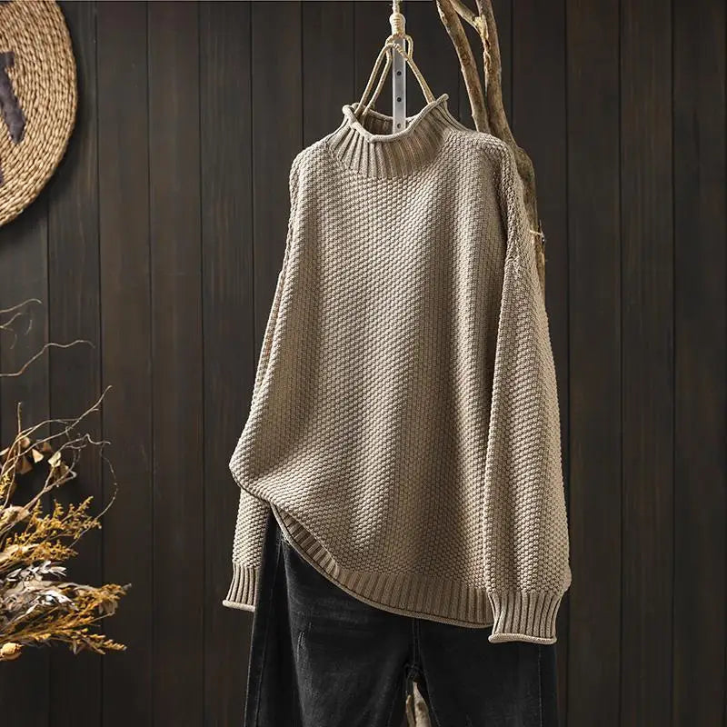 Javiera Sweater Clásico de Punto - Caqui