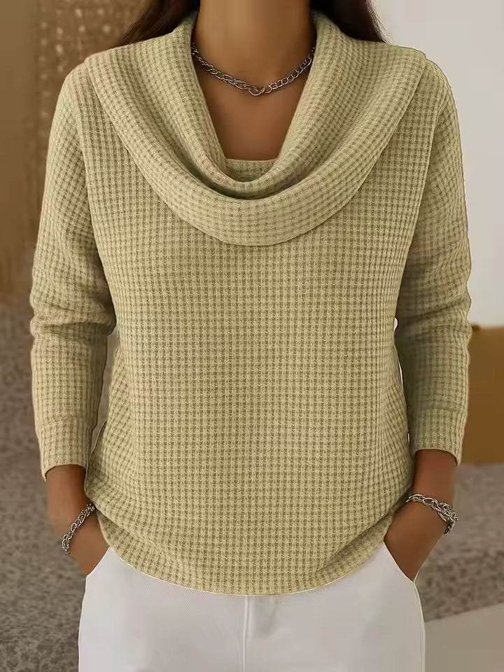 Gofrado | Sweater con Cuello Drapeado